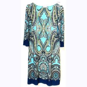 London Style turquoise paisley dress